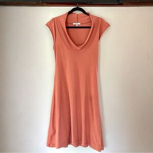 Prairie Underground Falconet Dress XS Organic Cotton Cowl Neck Salmon